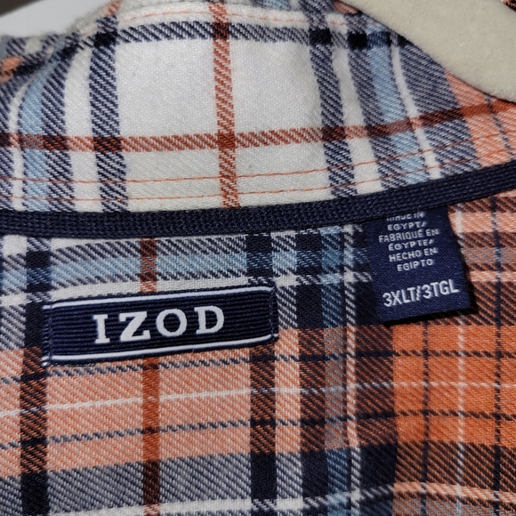 Izod Flannel Long Sleeve Button Up- Men's Big & Tall Size 3XLT - Picture 5 of 5